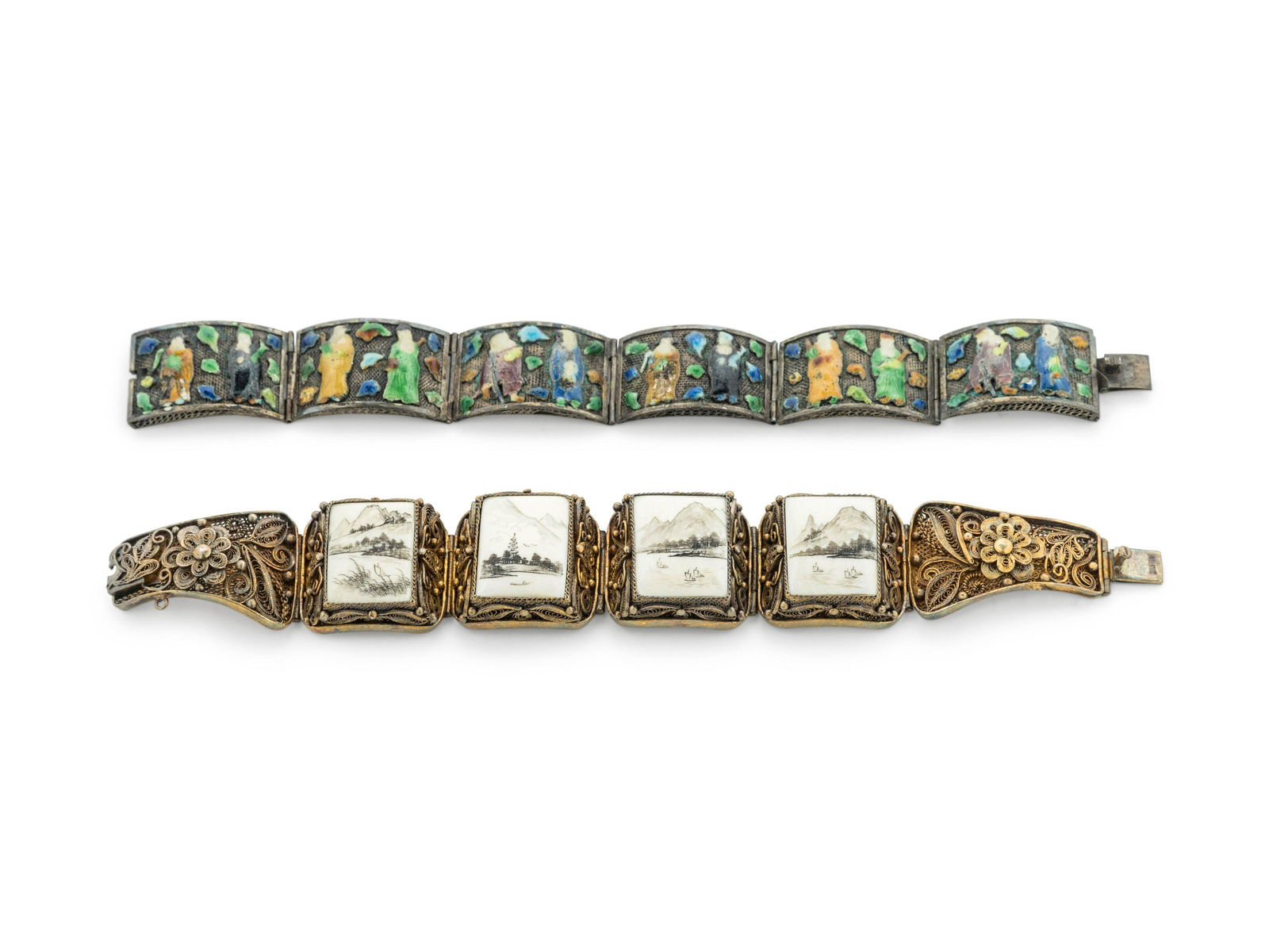 Two Chinese Inlaid and Enameled Metal Filigree (1 of 2)