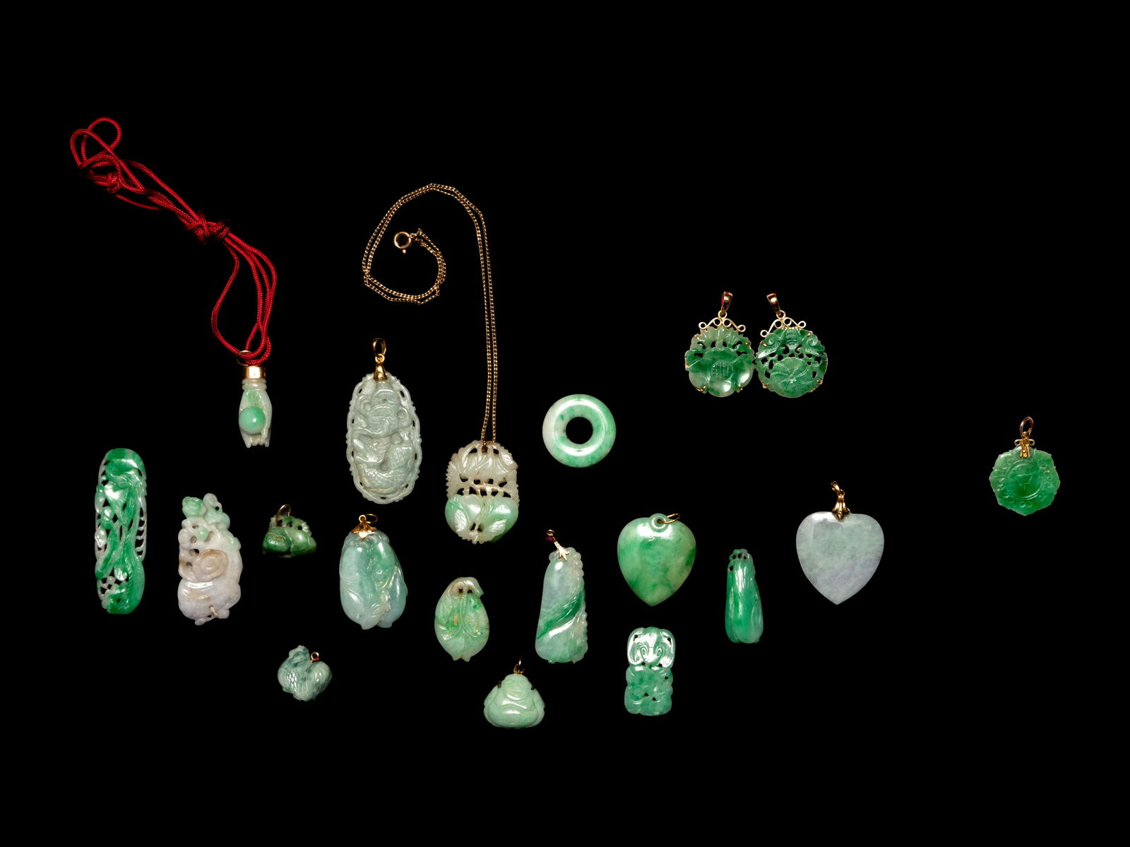 19 Small Chinese Jadeite Pendants (1 of 2)