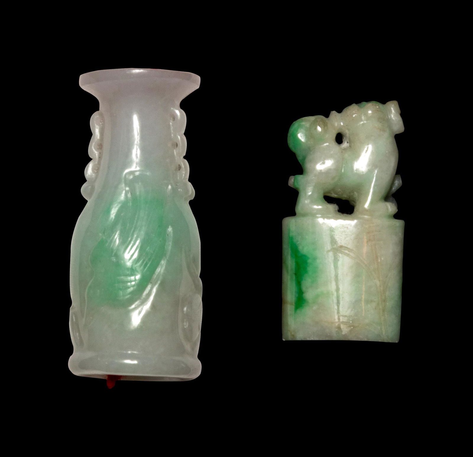 Two Chinese Apple Green and Pale Celadon Jadeite (1 of 1)