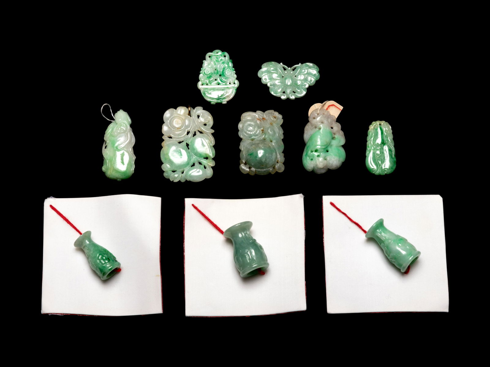 10 Chinese Apple Green and Pale Celadon Jadeite Jewelry (1 of 2)