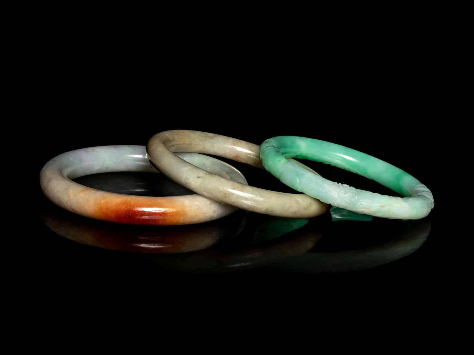 Three Chinese Jadeite Bangles (1 of 2)