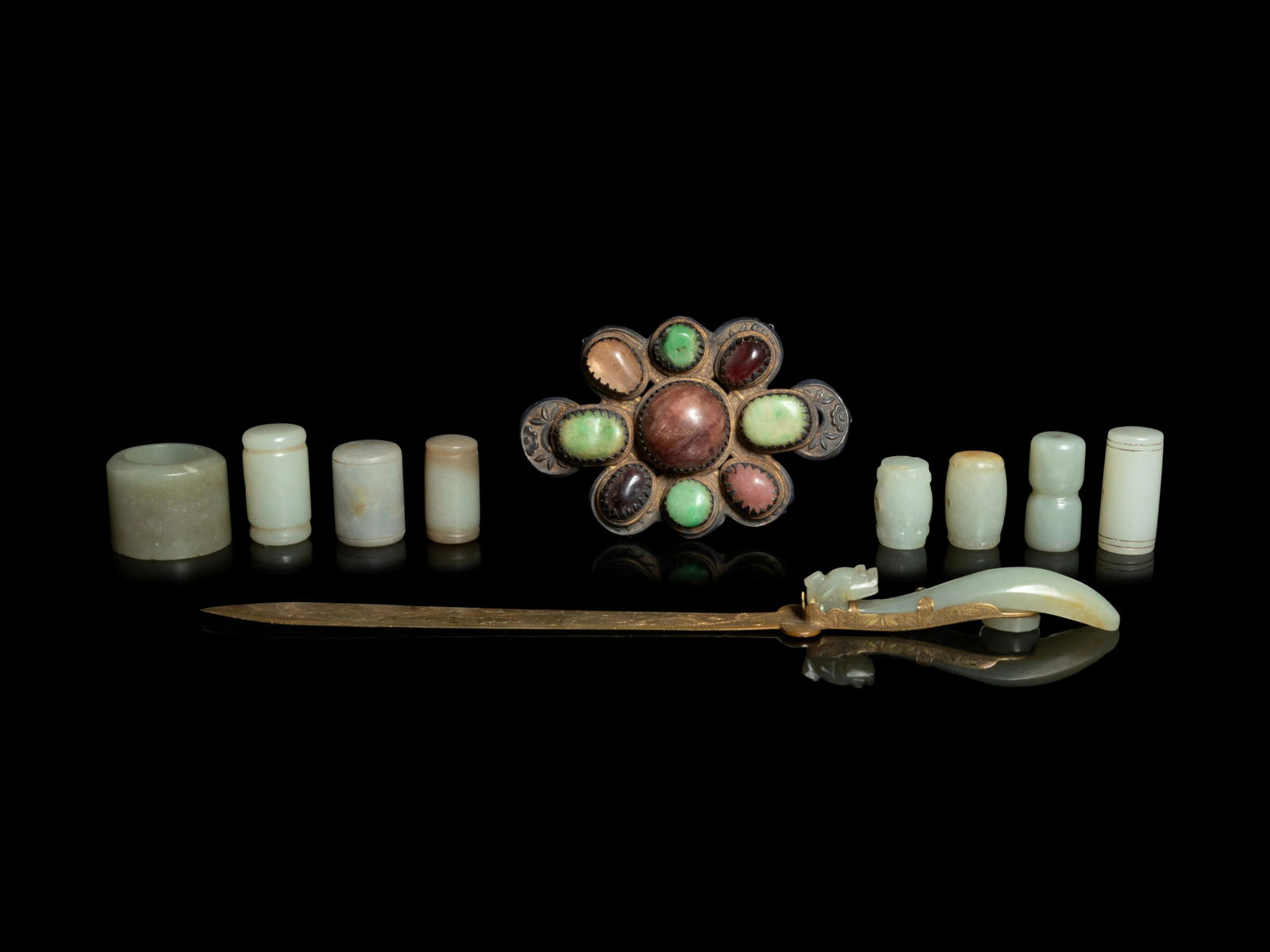 Ten Celadon Jade and Hardstone Articles (1 of 2)