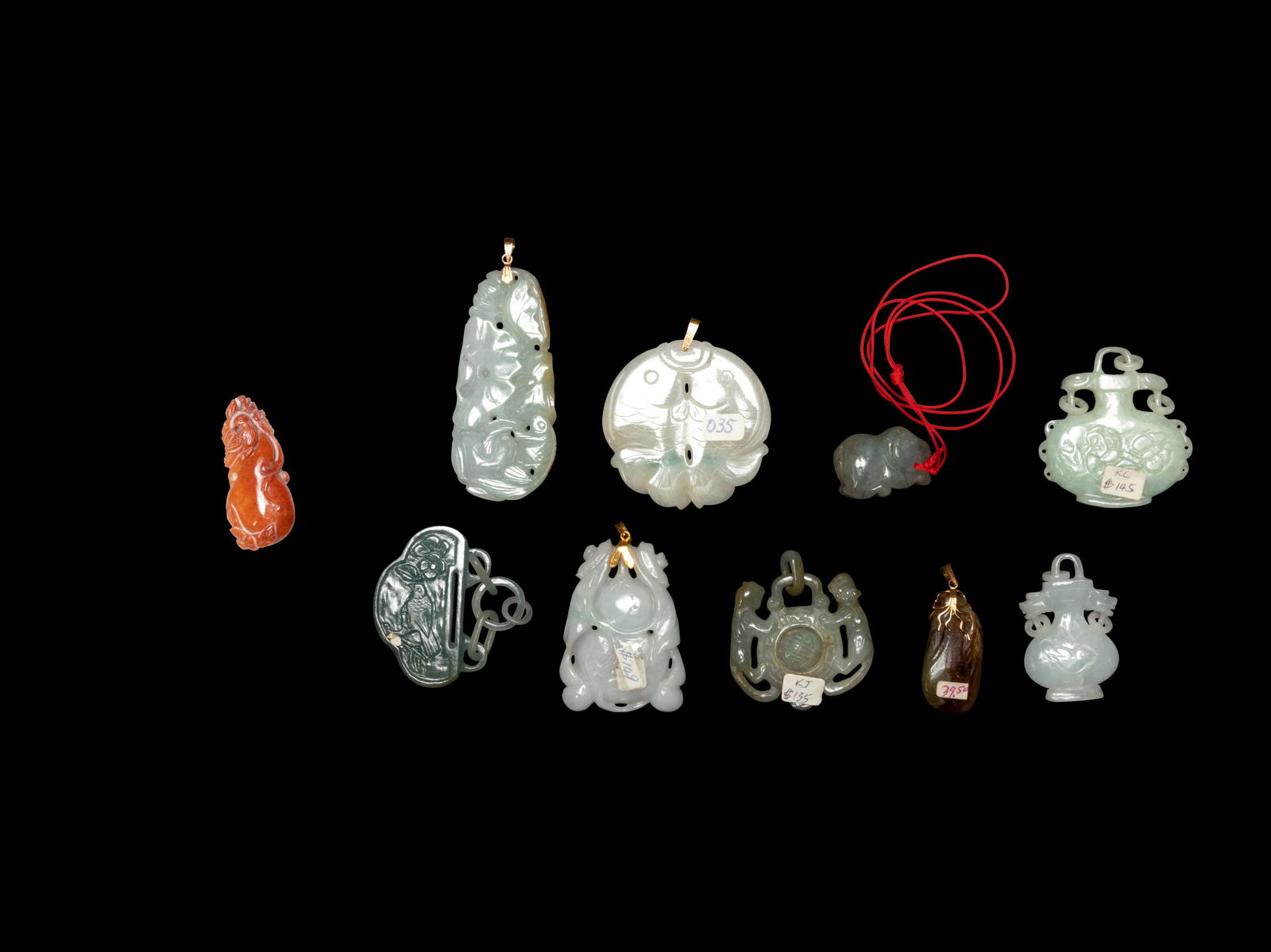 10 Chinese Jadeite Pendants and Carvings (1 of 1)