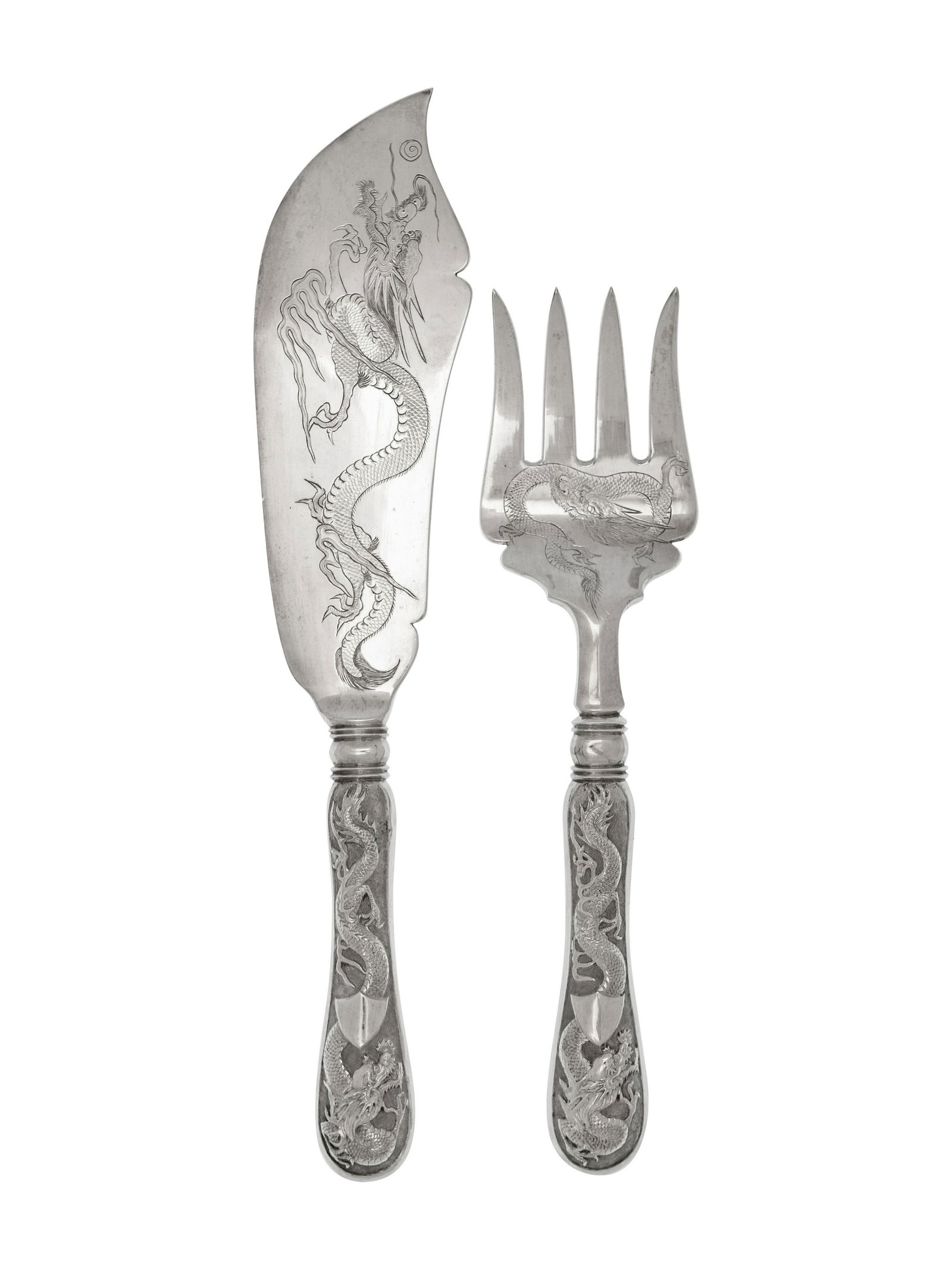 A Set of Chinese Export Silver Fish Fork and Knife (1 of 5)