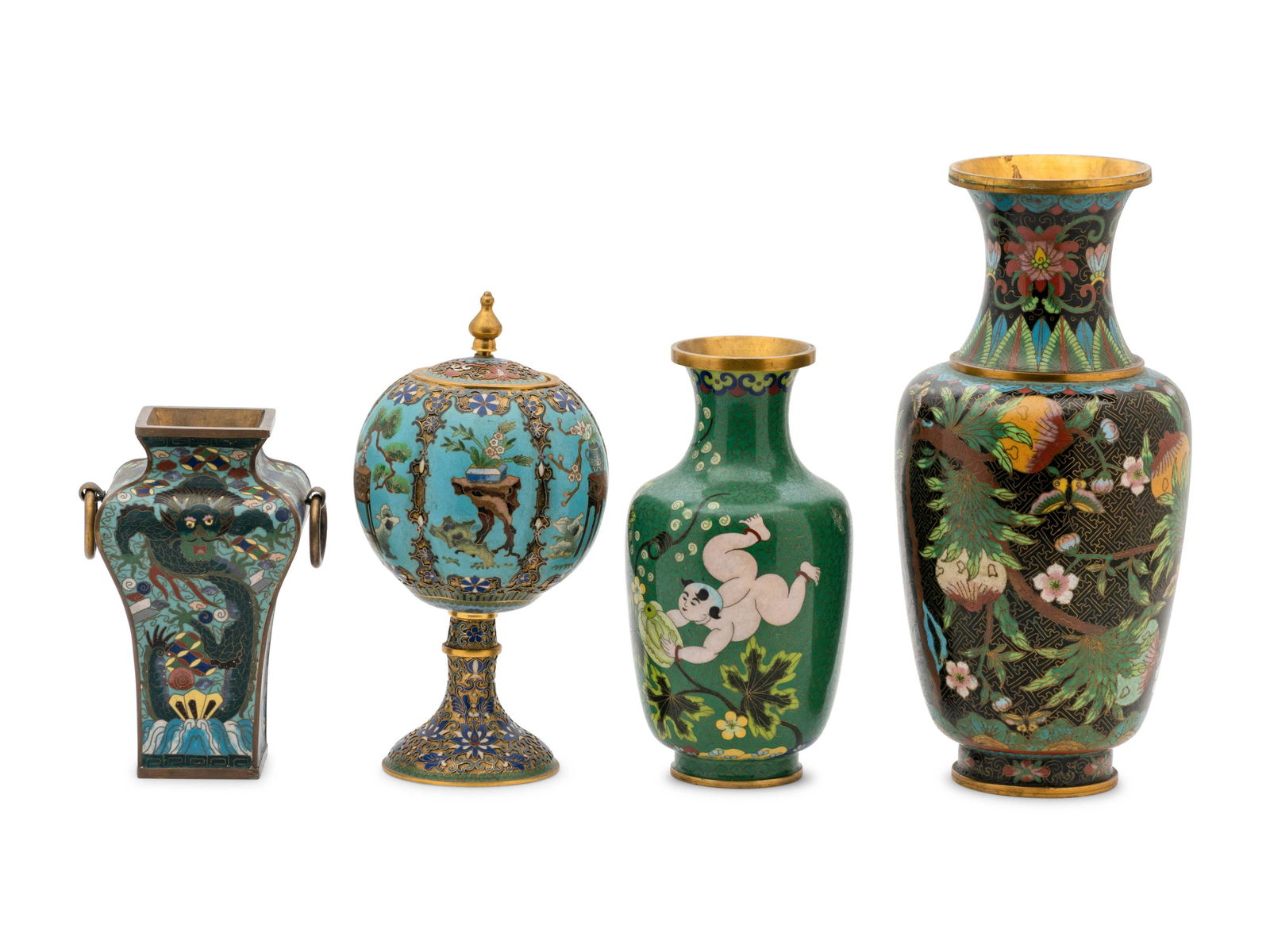 Four Chinese Cloisonné Enamel Vases (1 of 5)