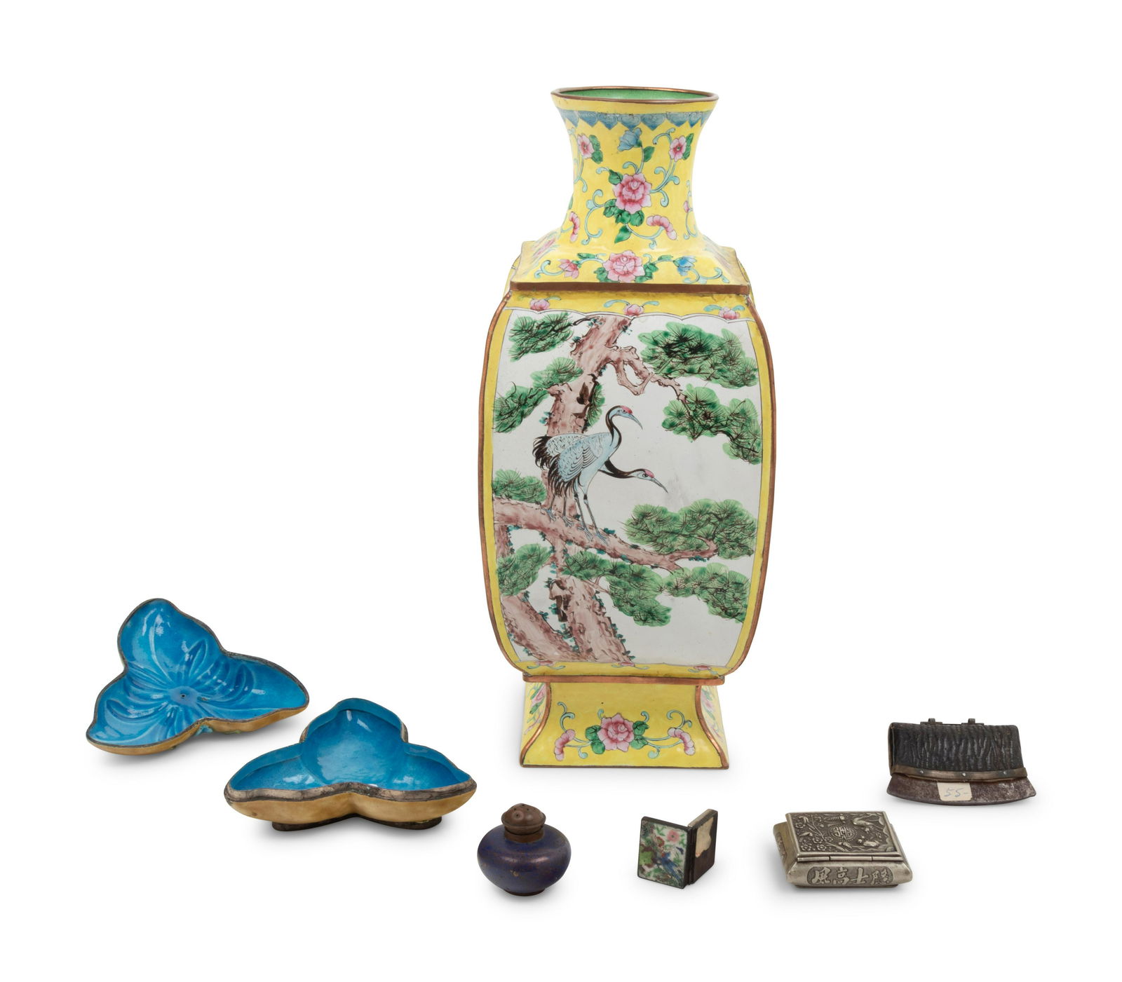 Six Chinese Metal and Painted Enamel Articles (1 of 3)