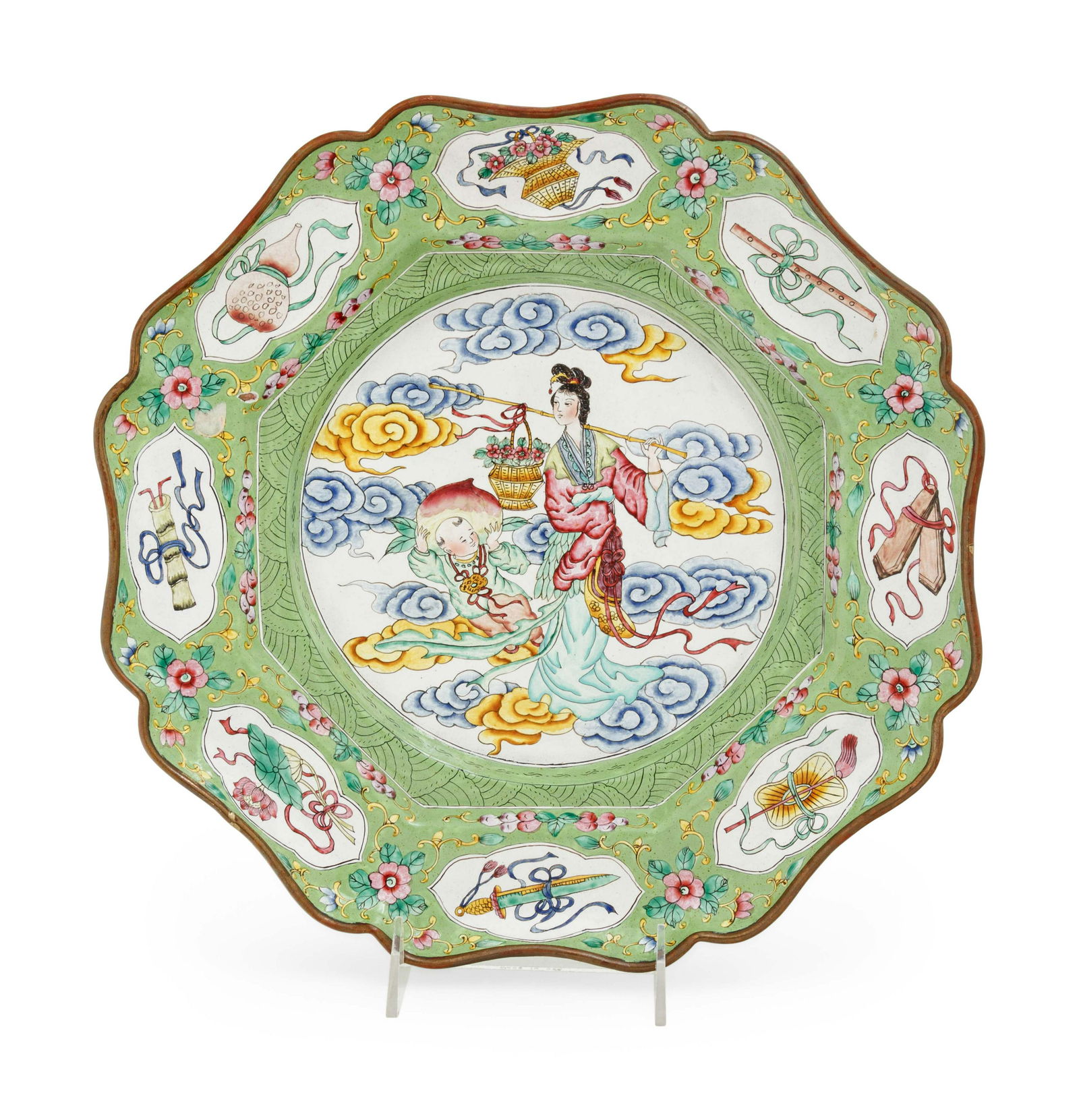 A Chinese Canton Enamel 'Foliate' Plate (1 of 3)
