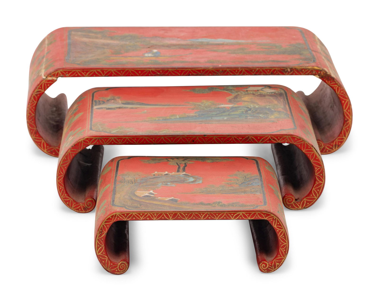 Three Chinese Gilt and Polychrome Lacquered Stands (1 of 5)