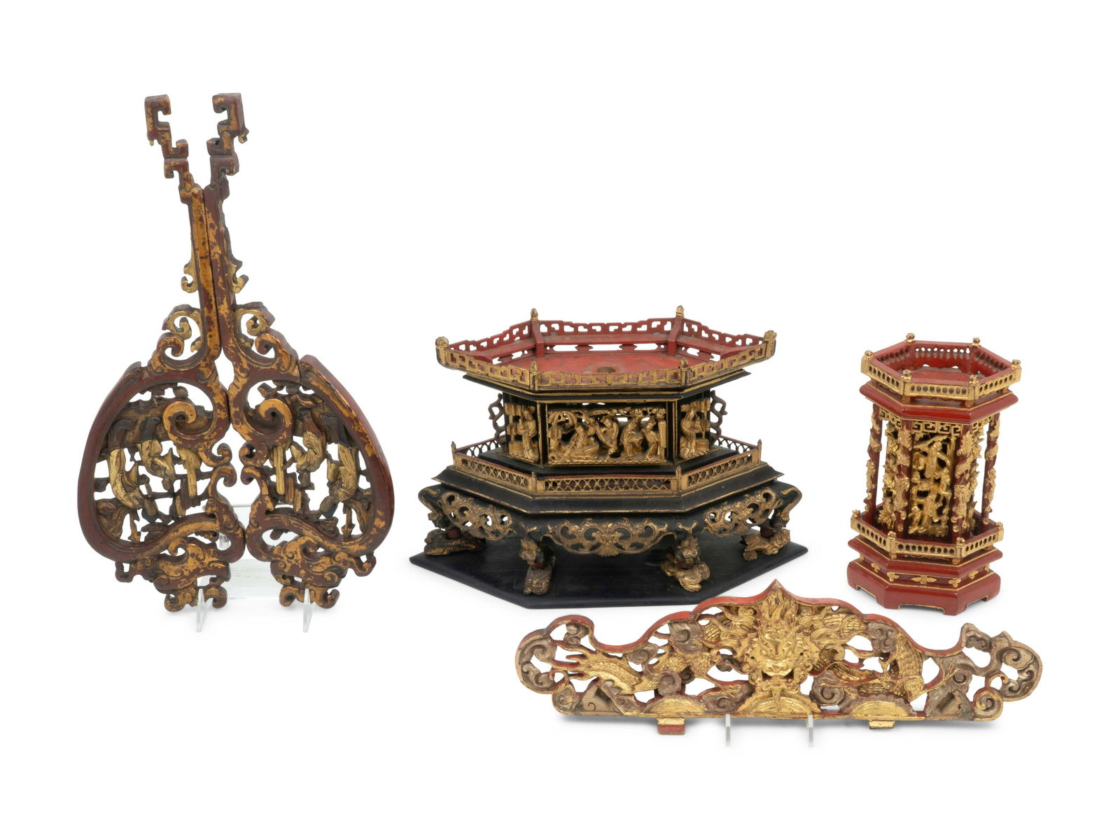 Four Chinese Gilt and Lacquered Wood Articles (1 of 5)