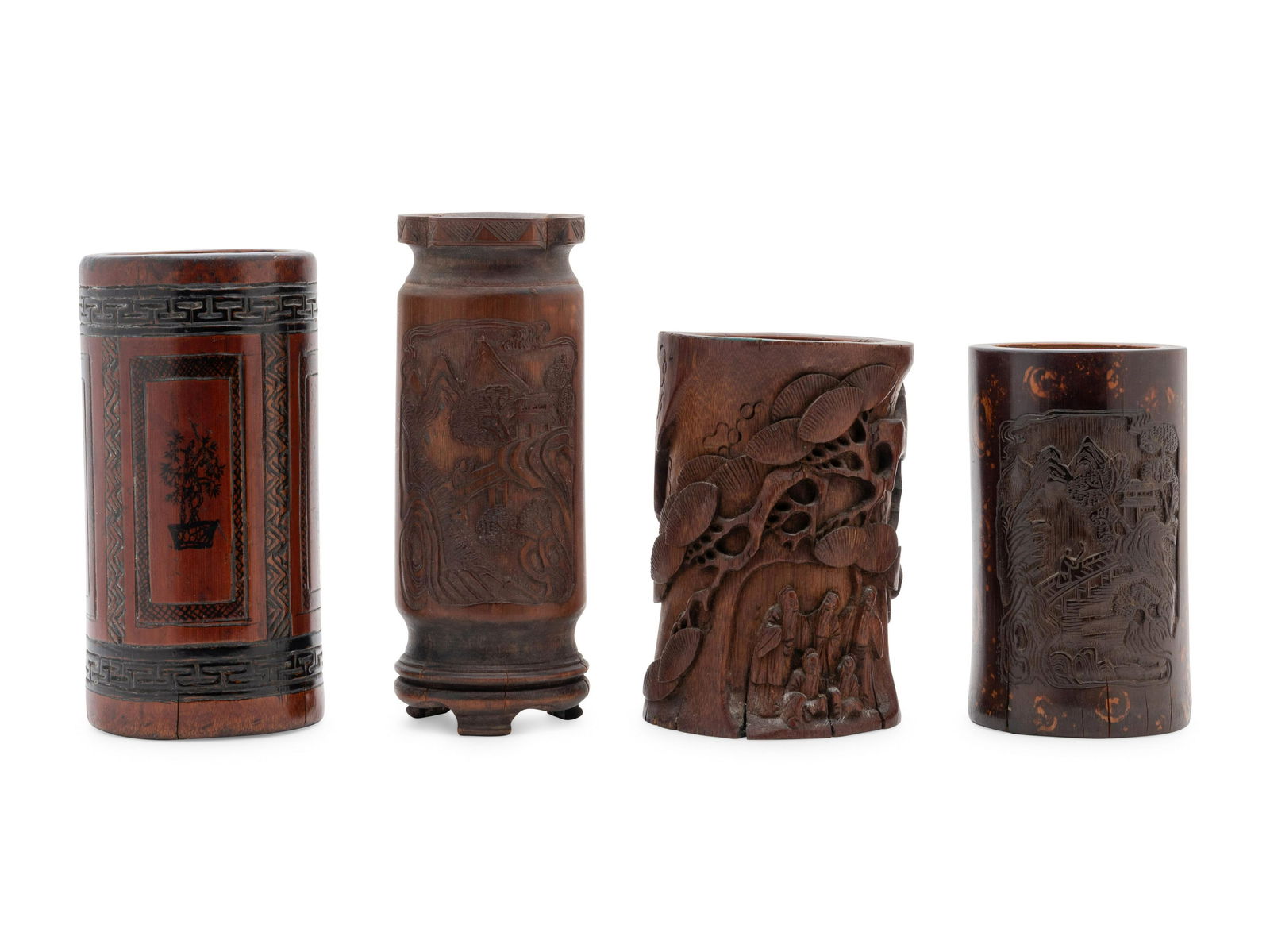 Four Chinese Bamboo Brush Pots (1 of 4)