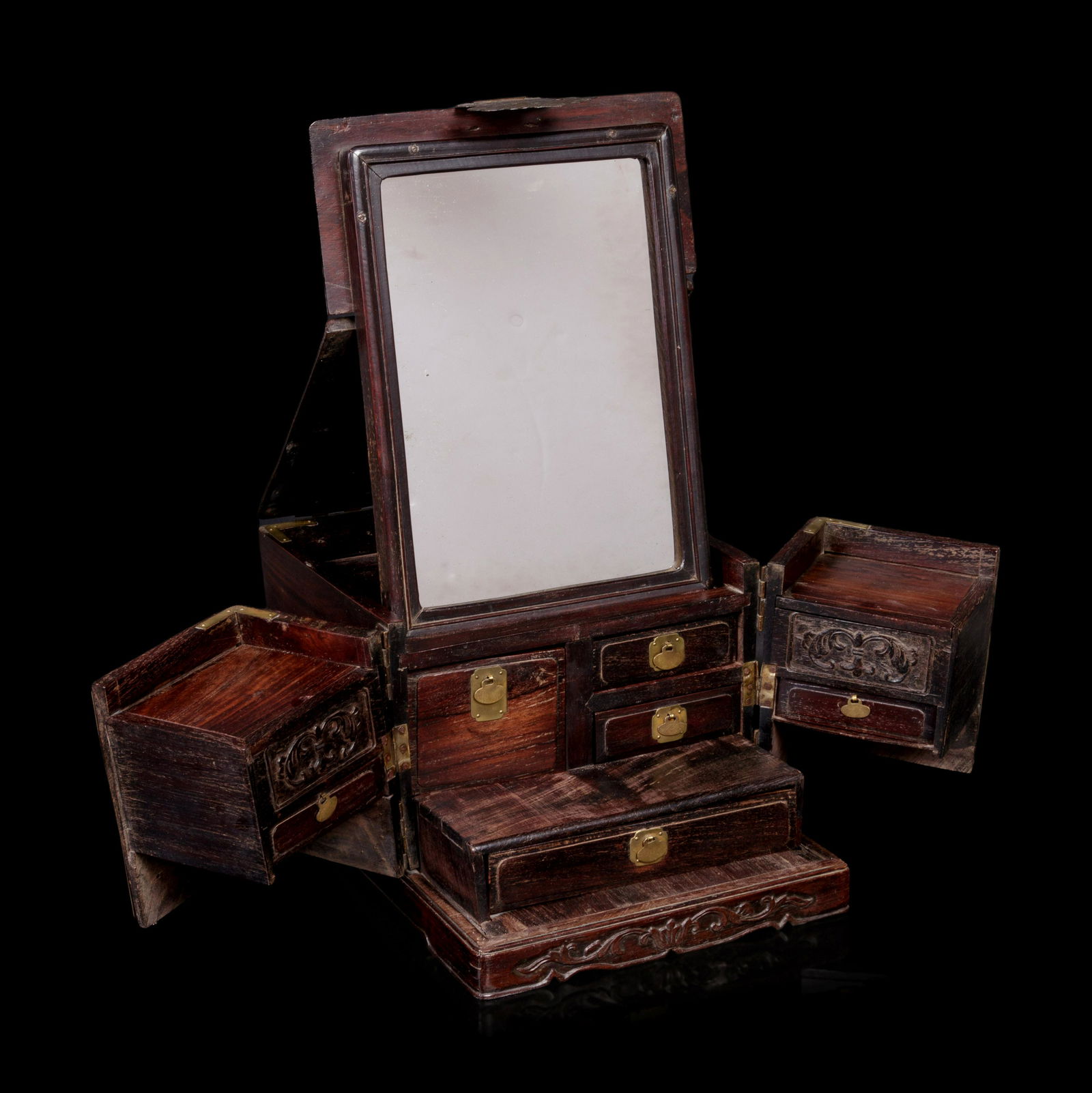 A Chinese Lacquered Wood Mirror Stand (1 of 3)