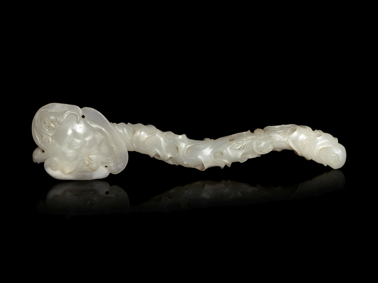 A Chinese White Jade Ruyi Scepter (1 of 5)