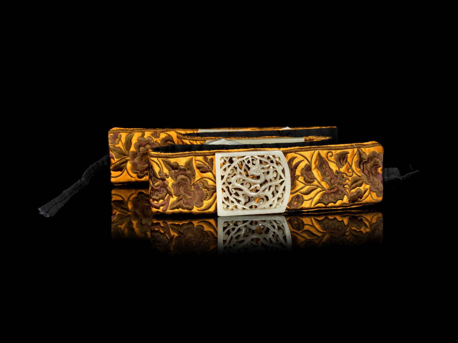 A Chinese Jade Embellished Brocade Belt (1 of 3)