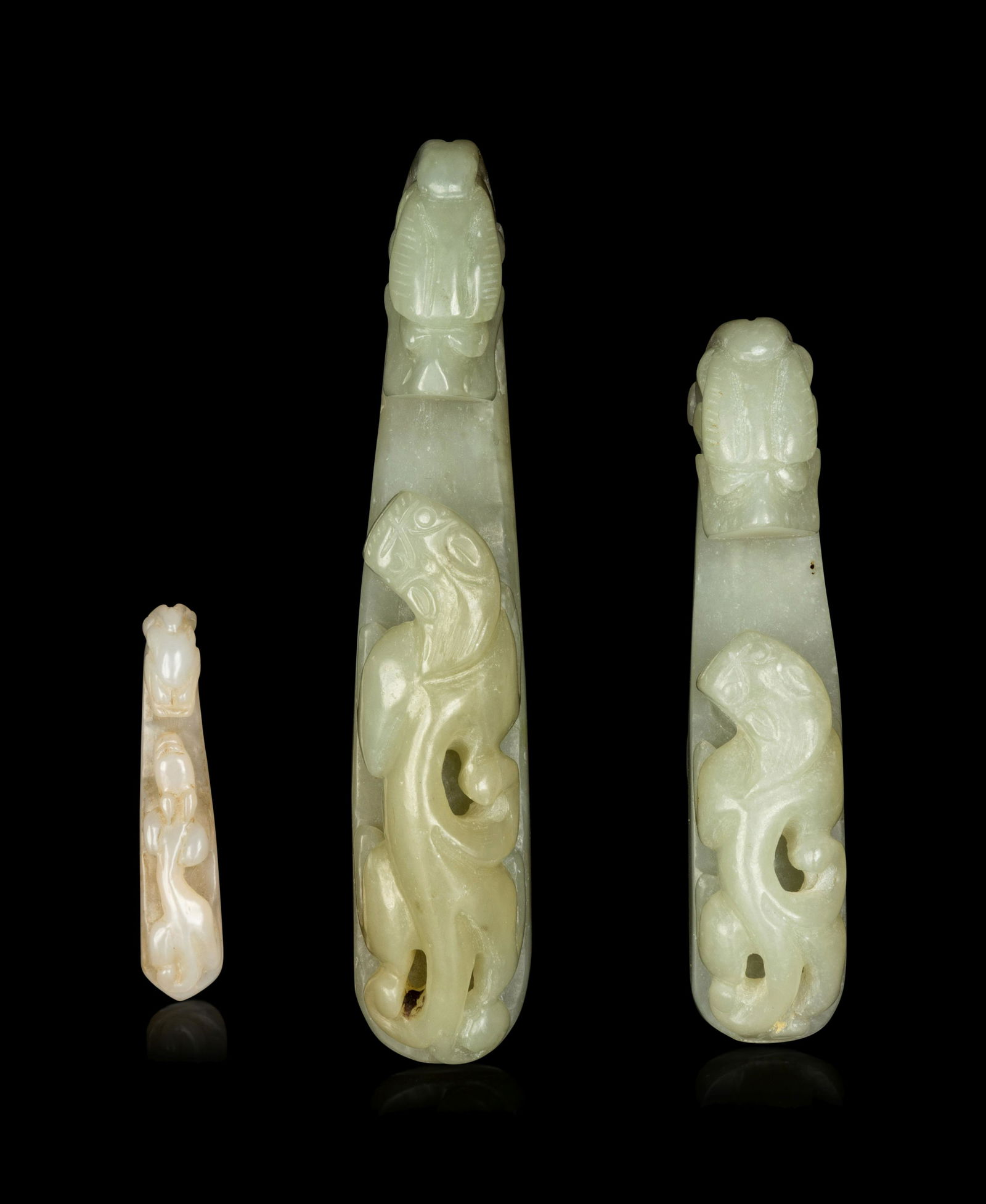 Three Chinese Jade Belt Hooks, Daigous (1 of 3)