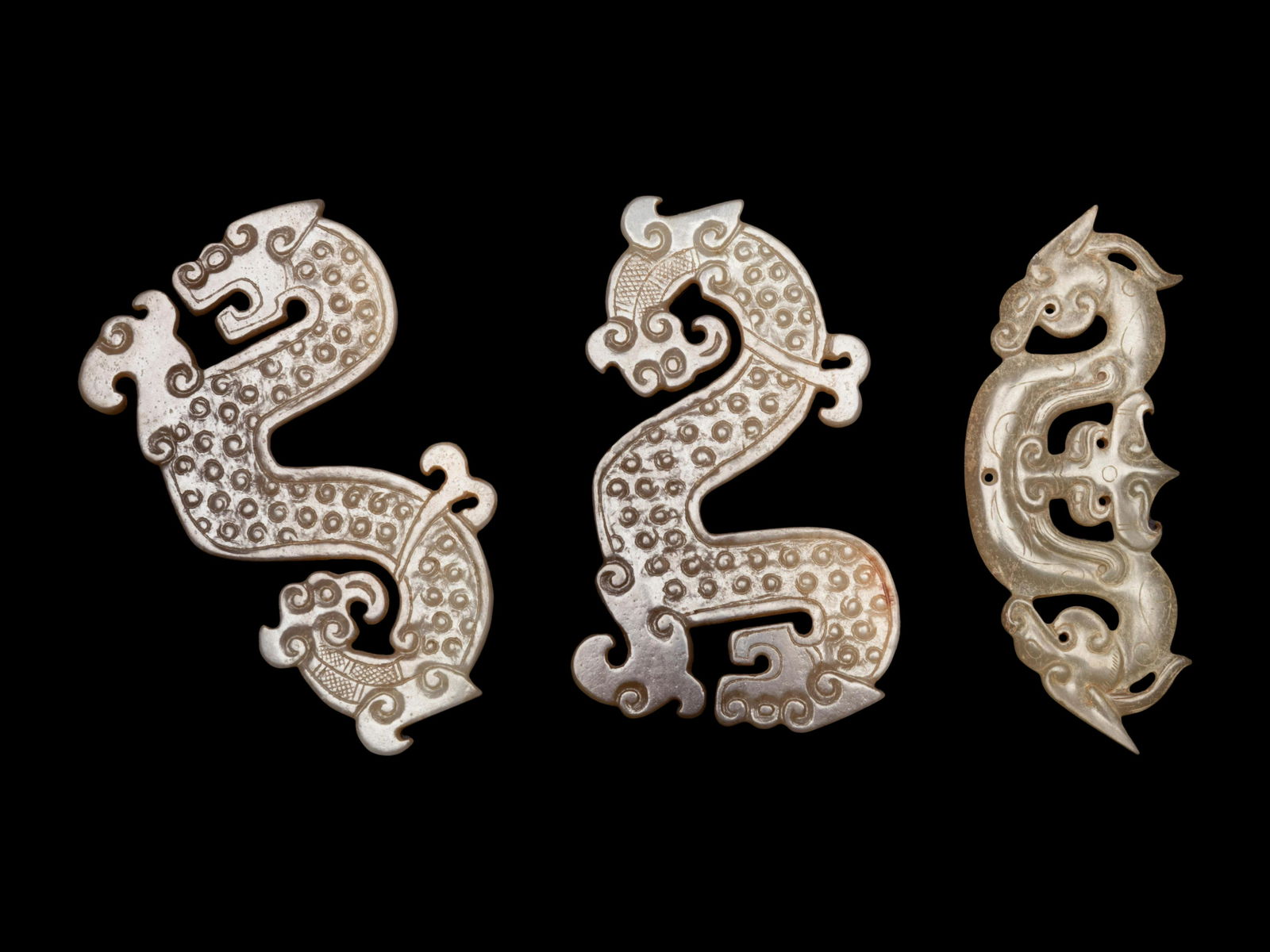 Three Chinese Archaistic Style Jade Plaques (1 of 2)