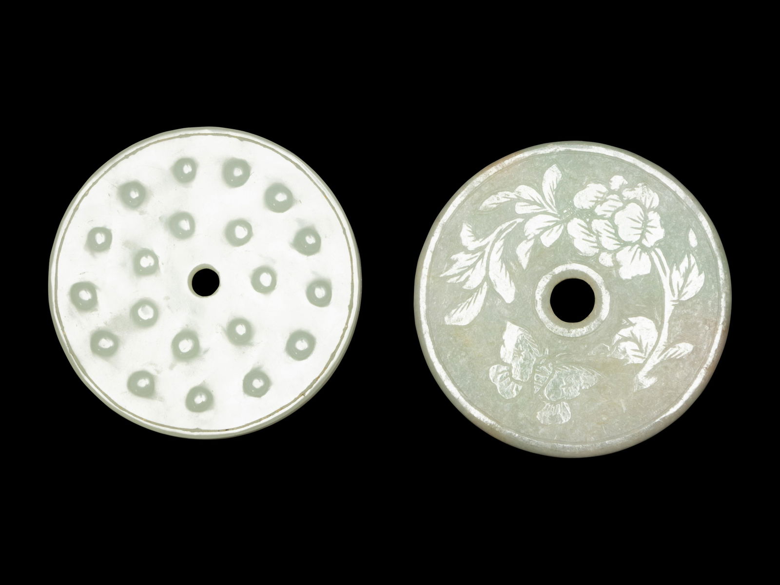 Two Chinese Carved Jade Pendants (1 of 5)