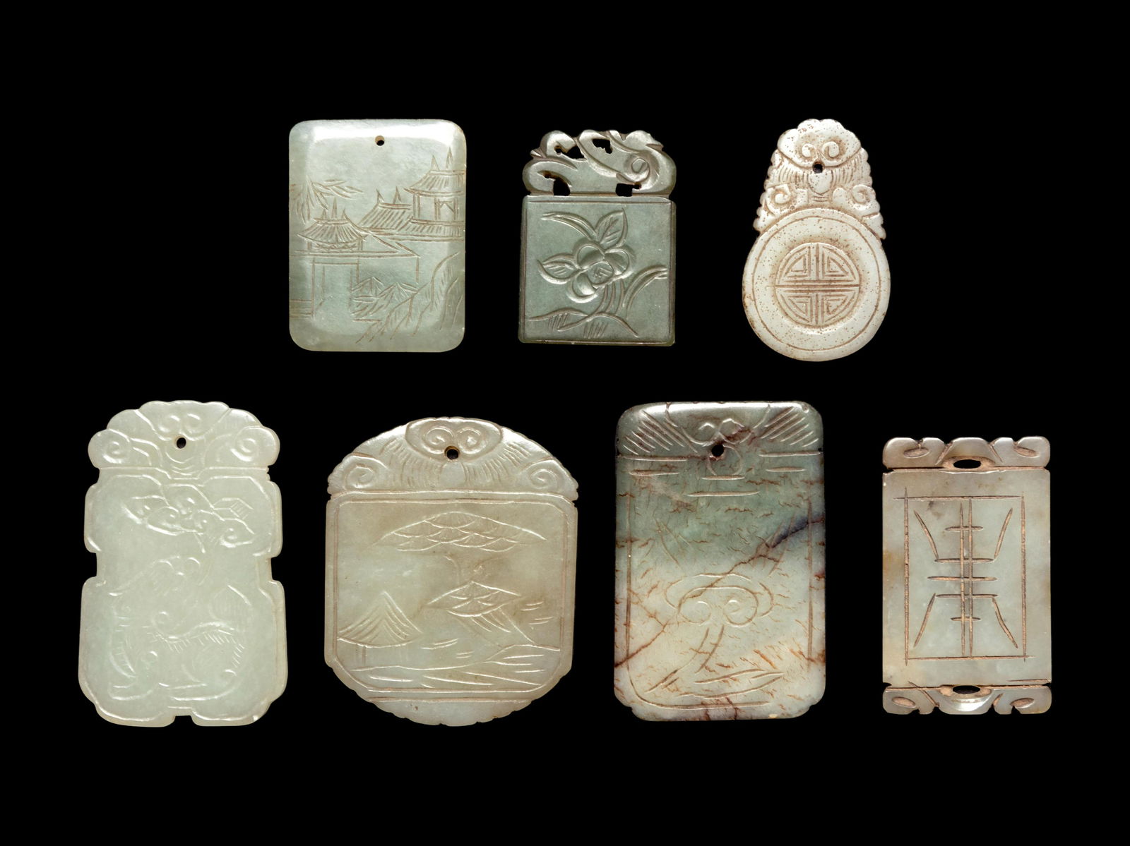 Seven Chinese Jade Carved Plaques (1 of 2)
