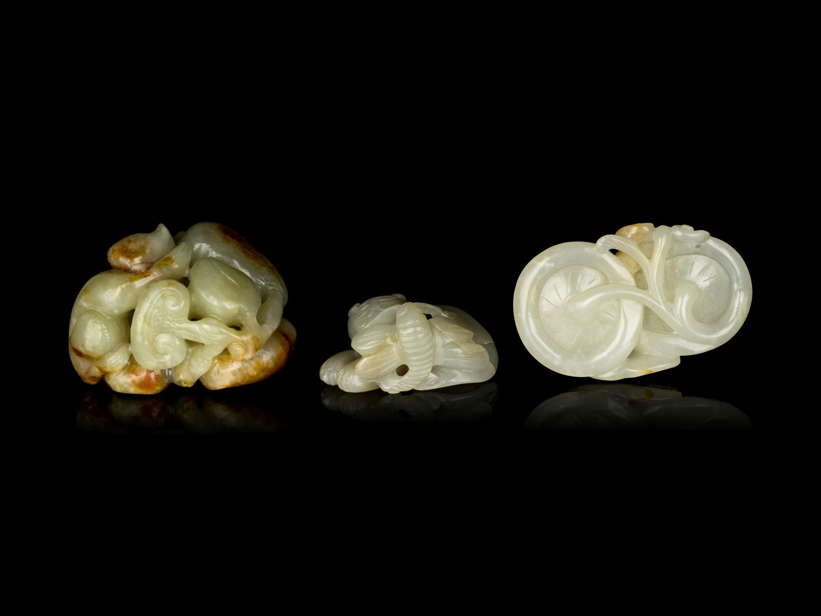 Three Chinese Jade 'Animals and Fruits' Carvings (1 of 2)