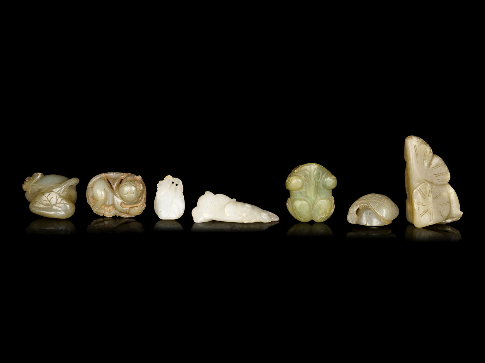 Seven Chinese Jade Carvings of Fruits (1 of 2)