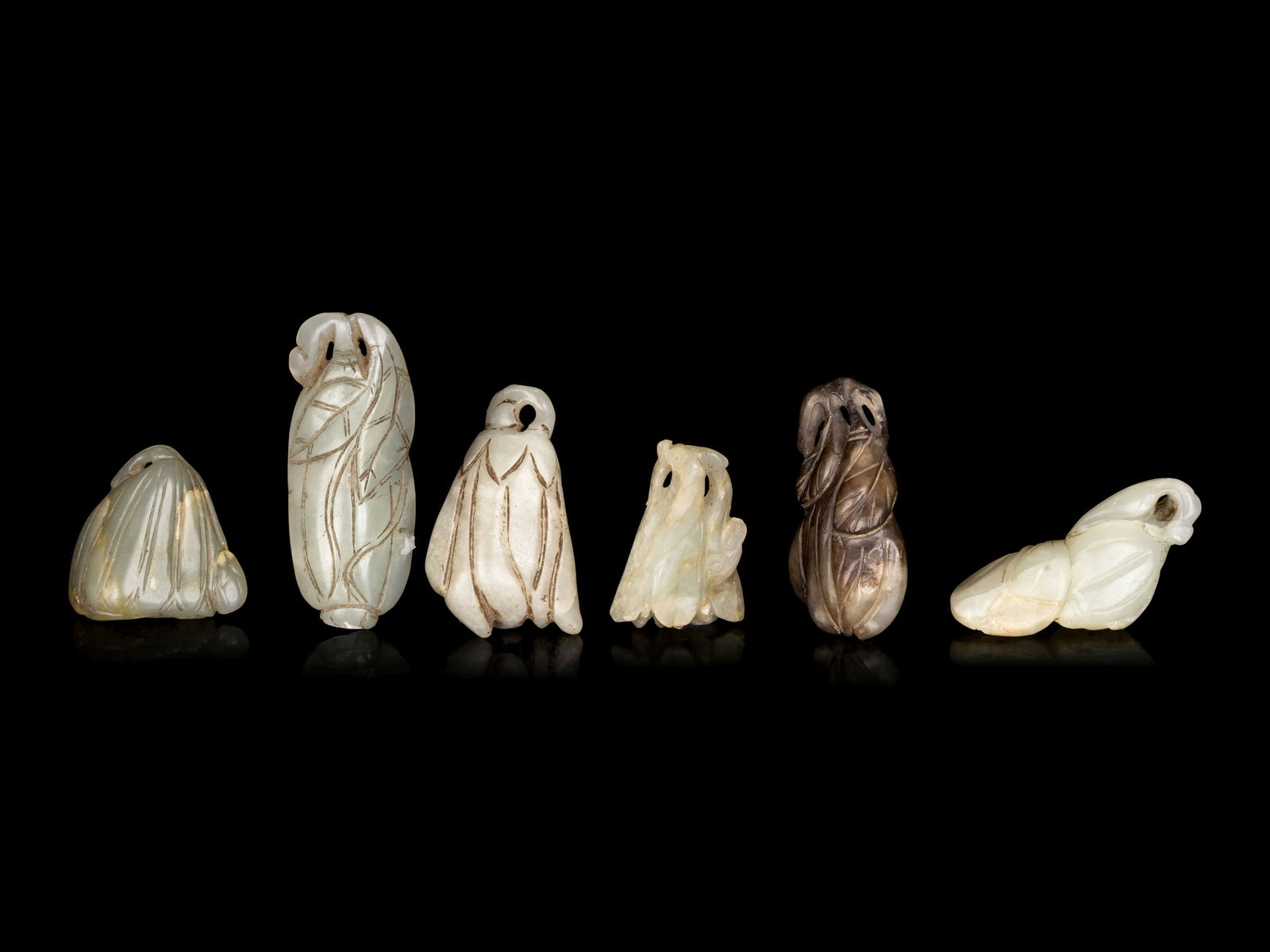 Six Chinese Celadon Jade Carvings of Buddha's Hand (1 of 2)