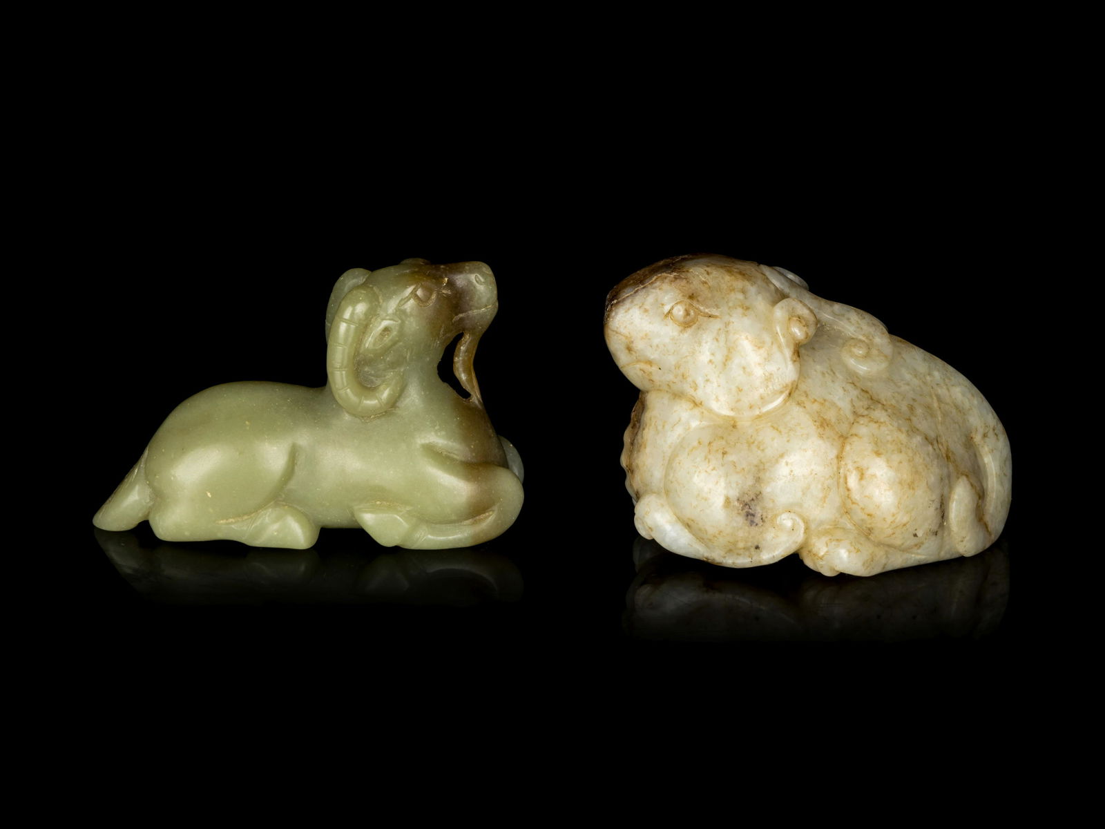 A Chinese Celadon Jade Figure of a Ram and A Chinese (1 of 2)