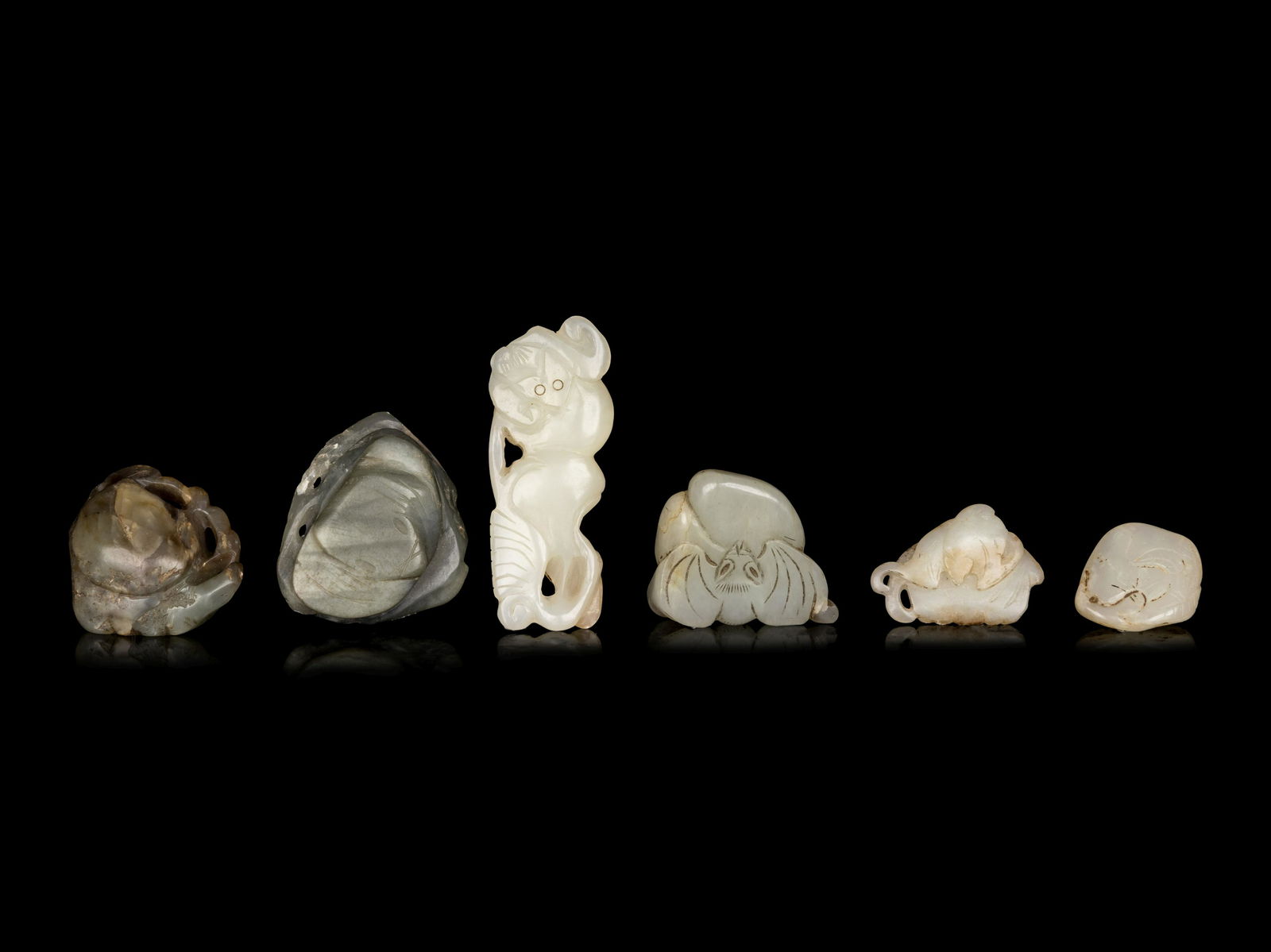 Six Chinese Jade Carvings of Bats (1 of 2)