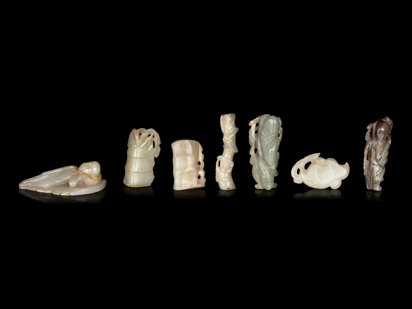 Seven Chinese Celadon Jade Carvings (1 of 2)