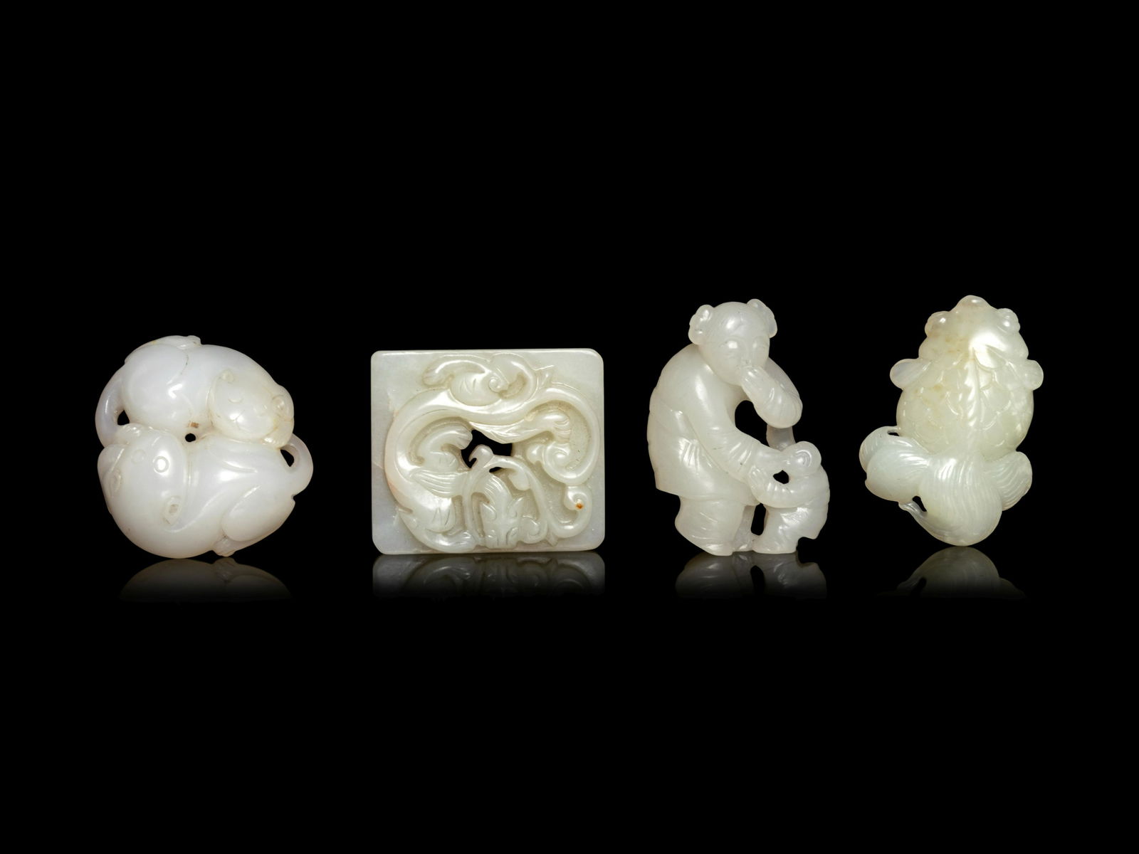 Four Chinese Pale Celadon and White Jade Carvings (1 of 2)