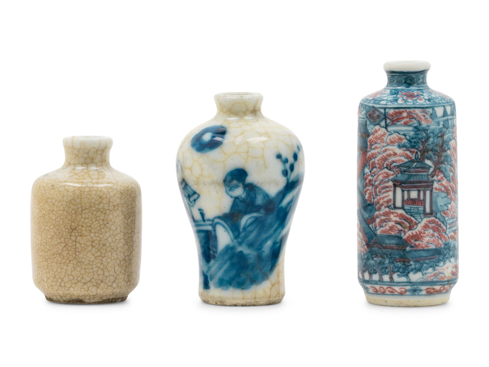 Three Chinese Porcelain Bottle-Form Snuff Bottles (1 of 3)