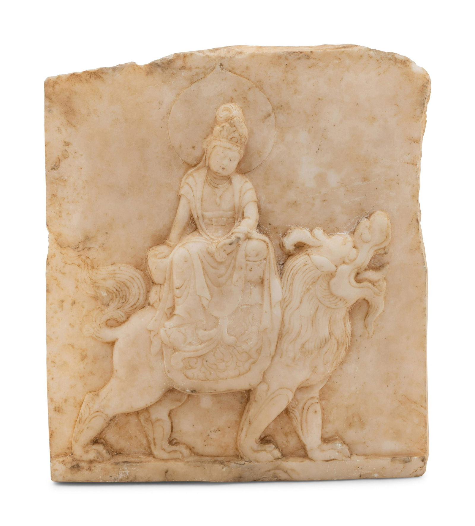 A Chinese Stone Carving of Wenshu Bodhisattva (1 of 2)