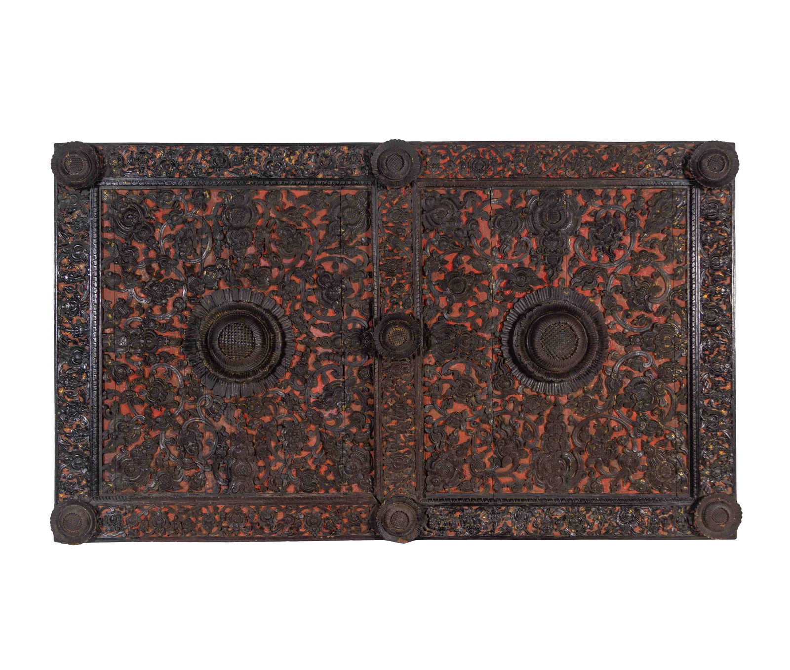 A Pair of Thai Carved Wood Ceiling Tiles (1 of 3)