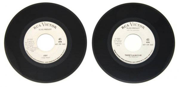 A Group of Two 1957 Judy" / "There's Always Me" Prom: A Group of Two 1957 "Judy" / "There's Always Me" Promo 45s, (RCA Victor 47-9287) promotional white label 7" 45rpm EP discs marked "NOT FOR SALE." Condition: Near Mint.