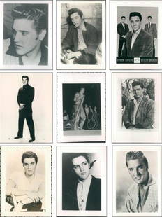 A Collection of Original and Publicity Photos of El: A Collection of Original and Publicity Photos of Elvis Presley, comprising 155 photographs, including 100 wallet size or smaller publicity photographs and 31 candid photographs.