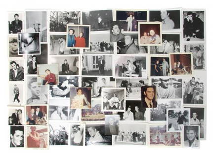 A Group of Original Photographs and Negatives of El: A Group of Original Photographs and Negatives of Elvis Presley's Family Members, comprising 19 negatives and a brown leather photo album containing photographs of Gary Pepper with Elvis Presley's