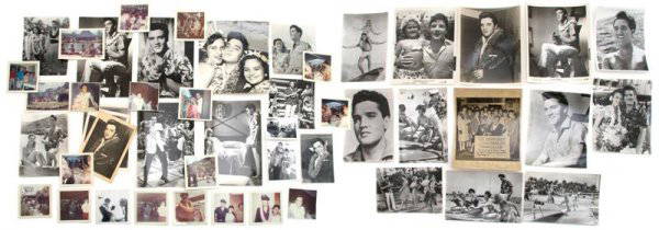 A Group of Candid Photographs and Movie Stills from: A Group of Candid Photographs and Movie Stills from Blue Hawaii, comprising 17 original photographs of Elvis Presley filming Blue Hawaii and later Hawaiian films, a collection of movie stills, two 8