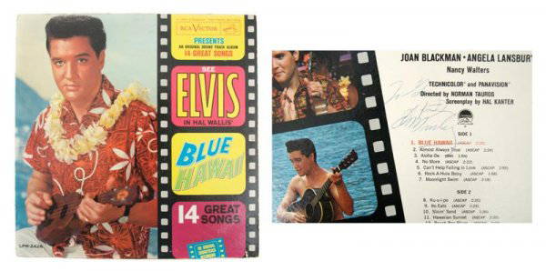 An Elvis Presley Inscribed LP Album, Blue Hawaii,"": An Elvis Presley Inscribed LP Album, "Blue Hawaii," MONO RCA LPM-2426, signed on the back of the sleeve, "To Gary, from Elvis Presley."