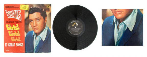 An Elvis Presley Inscribed LP Album Girls, Girls, G: An Elvis Presley Inscribed LP Album "Girls, Girls, Girls," MONO RCA Victor LPM-2621, inscribed on the record sleeve, "To Gary, Many Thanks for all of your help, E. P.," together with a photograph of