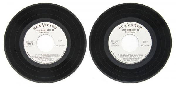 A Group of Two 1967 Easy Come, Easy Go" Promo 45s,": A Group of Two 1967 "Easy Come, Easy Go" Promo 45s, (RCA Victor EPA-4387) promotional white label 7" 45rpm EP discs marked "NOT FOR SALE." Condition: Near Mint.