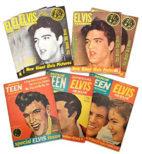 A Collection of Movie Teen Magazine Elvis Presley: A Collection of Movie Teen Magazine Elvis Presley Issues, comprising five issues of the Elvis Yearbook, issued by Movie Teen Magazine (1960) and three issues of Movie Teen Illustrated (1961 - 1962)