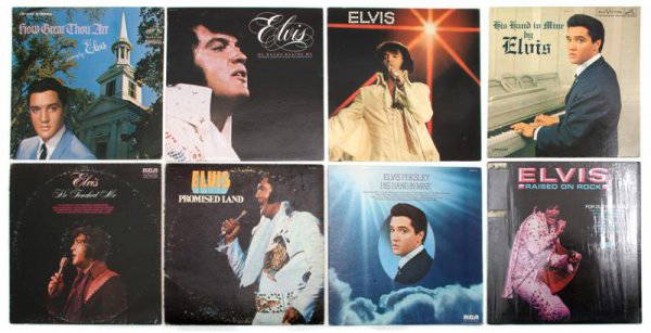 A Collection of Fifteen Elvis Presley Gospel Recor: A Collection of Fifteen Elvis Presley Gospel Records, comprising seven 45rpm singles, with two promos, and eight LP albums, including a rare 45rpm promo record and sleeve of "How Great Thou Art" and