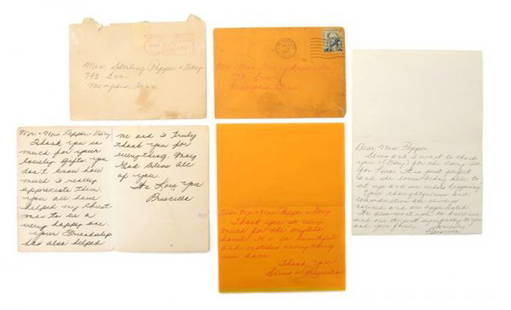 A Collection of Thank You Cards from Elvis and Pri: A Collection of Thank You Cards from Elvis and Priscilla Presley, comprising three handwritten thank you cards in Priscilla Presley's hand inscribed to Gary Pepper and his parents, Nell and Sterling