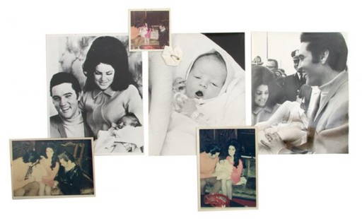 A Group of Original Photographs and Ephemera Perta: A Group of Original Photographs and Ephemera Pertaining to Baby Lisa Marie Presley, comprising a group of candid photographs of Gary Pepper with Elvis, Priscilla and Lisa Marie Presley, official