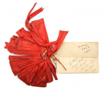 An Elvis Presley Signed Gift Card to Gary Pepper,: An Elvis Presley Signed Gift Card to Gary Pepper, signed "E. P." in Elvis Presley's hand, together with a Christmas gift box and card from Priscilla and Elvis, signed by Priscilla, a bow from a gift