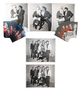 A Group of Items Pertaining to the Elvis and Colon: A Group of Items Pertaining to the Elvis and Colonel Parker "Seasons Greetings" Photo Shoot, comprising four photographs of Elvis Presley and Colonel Tom Parker from the Christmas card photo shoot in