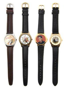 A Collection of Elvis Presley Limited Edition Wris: A Collection of Elvis Presley Limited Edition Wristwatches, comprising three Fossil watches in original boxes and one watch issued by Elvis Presley Enterprises and The River Group.