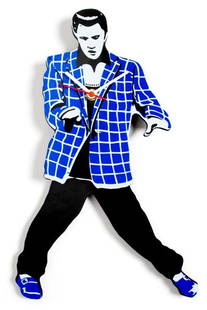 Elvis Presley Blue Pendulum Swinging Legs" Clock.": Elvis Presley Blue Pendulum "Swinging Legs" Clock.