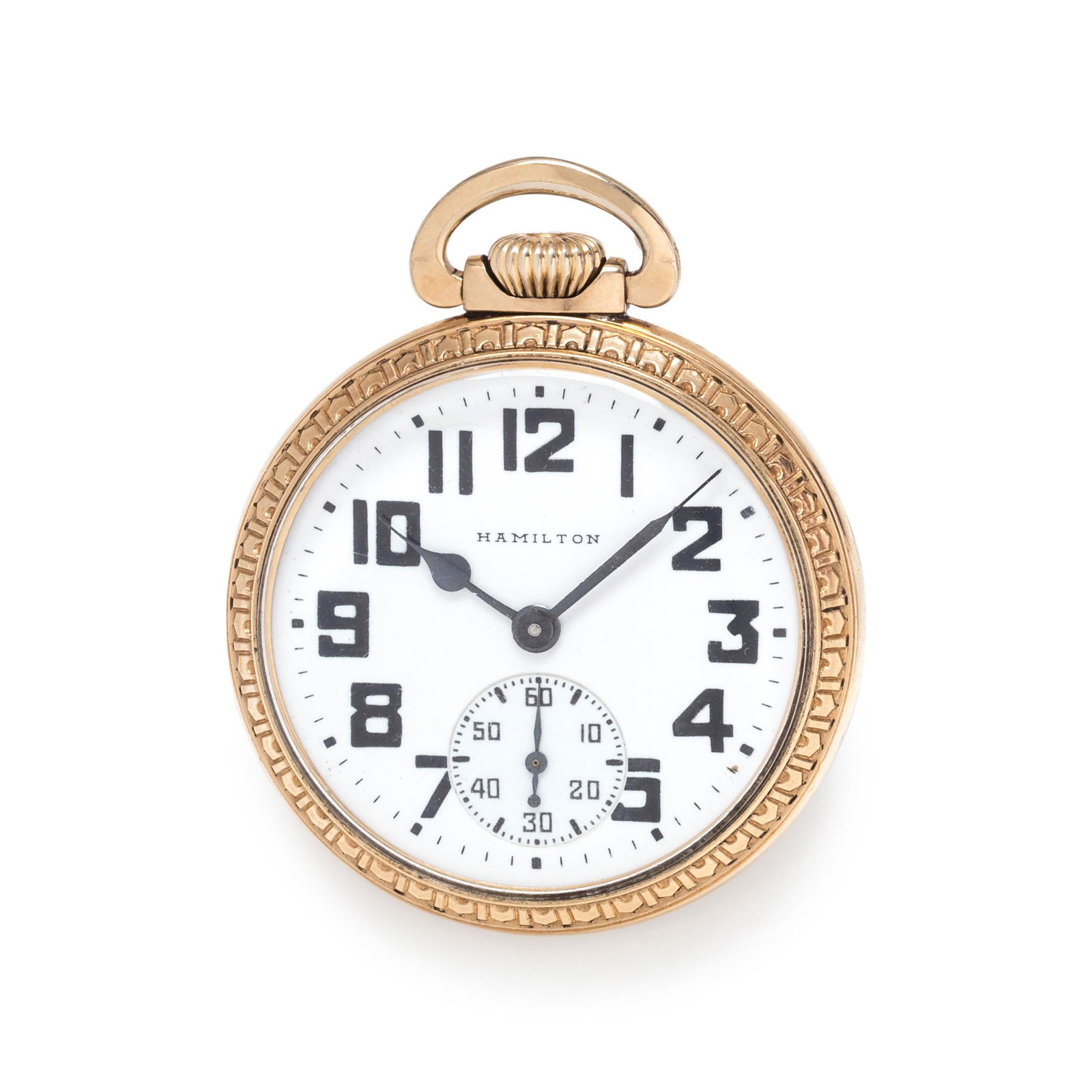 HAMILTON, GOLD-FILLED OPEN FACE POCKET WATCH (1 of 3)