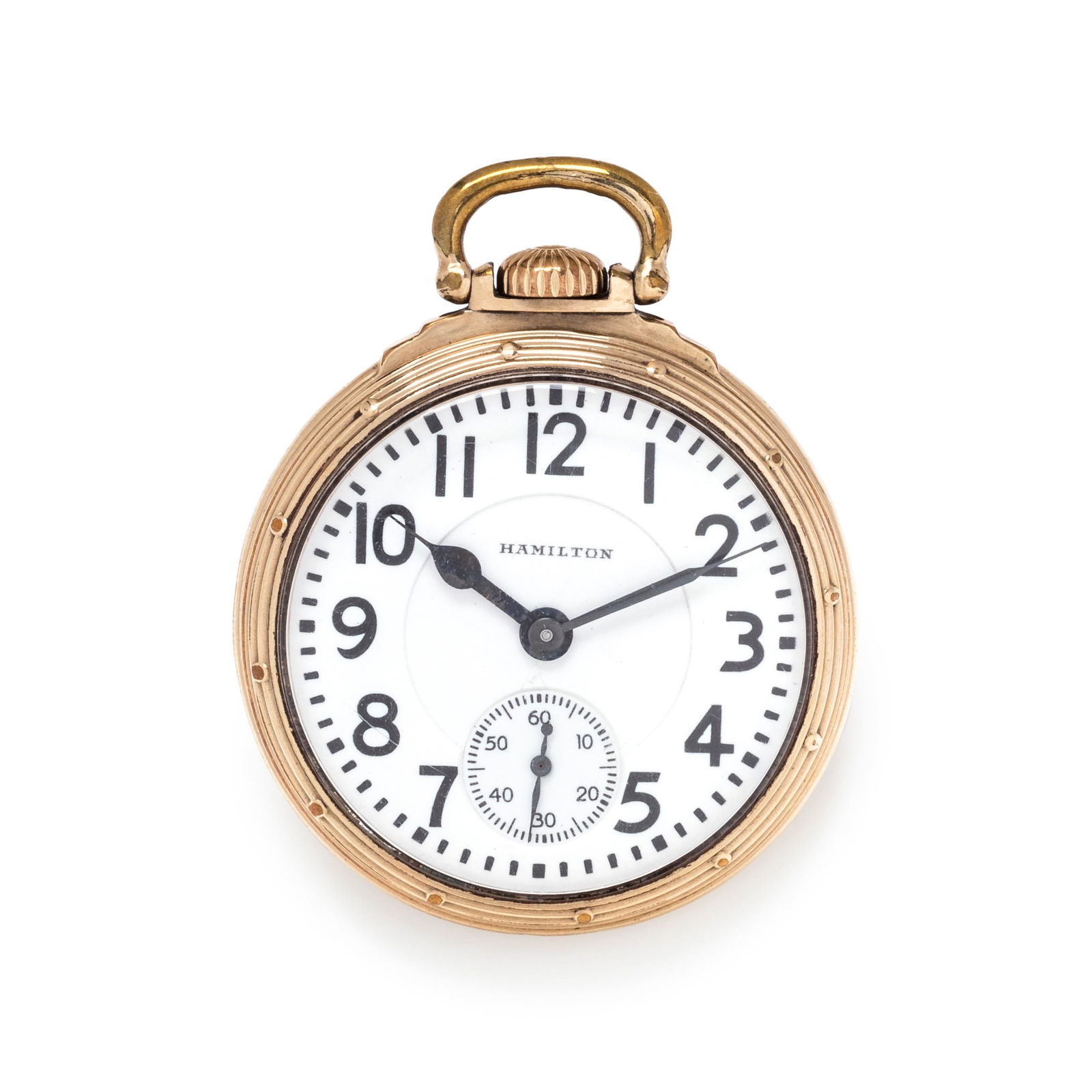 HAMILTON, GOLD-FILLED OPEN FACE POCKET WATCH (1 of 3)