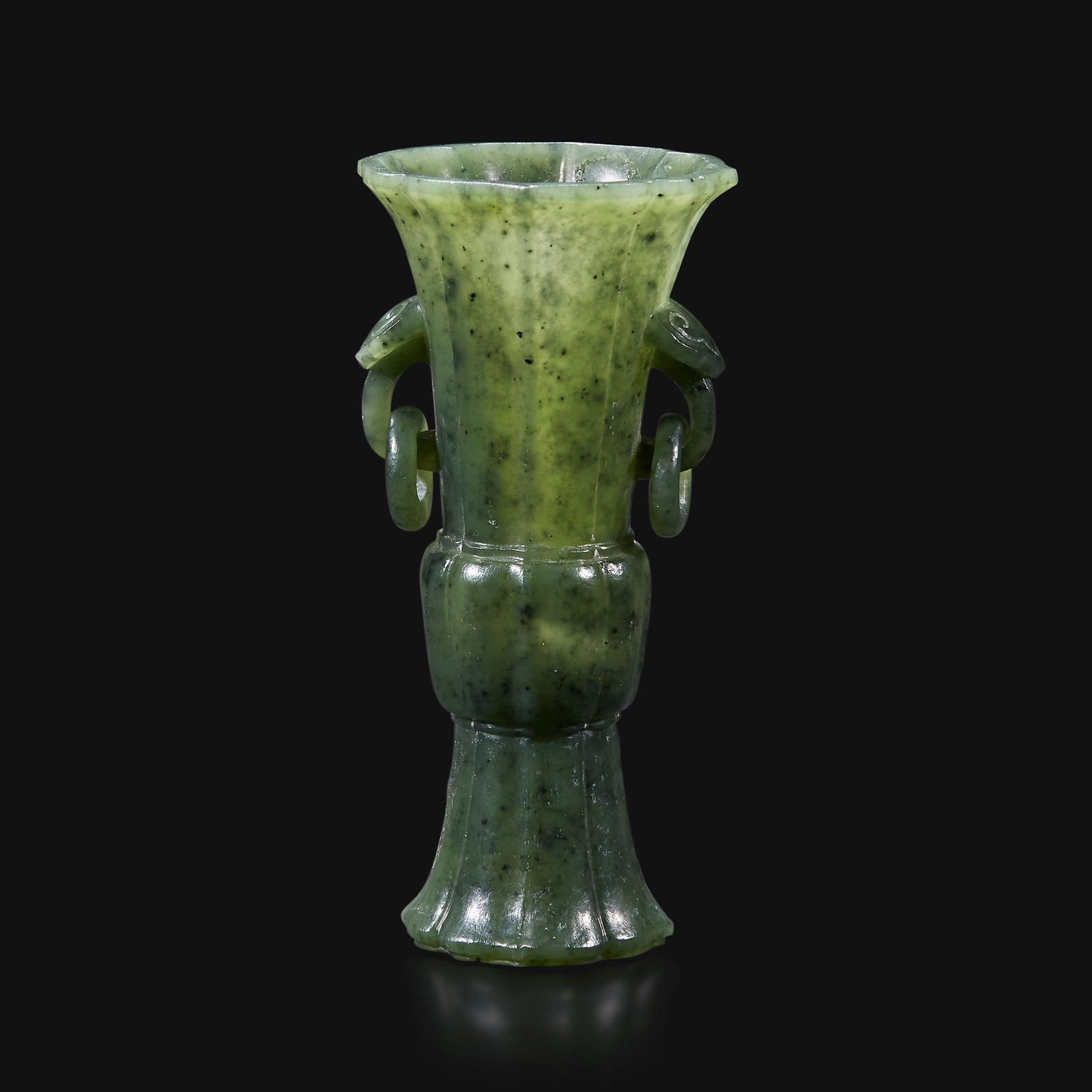 A small Chinese carved spinach green jade vase (1 of 2)