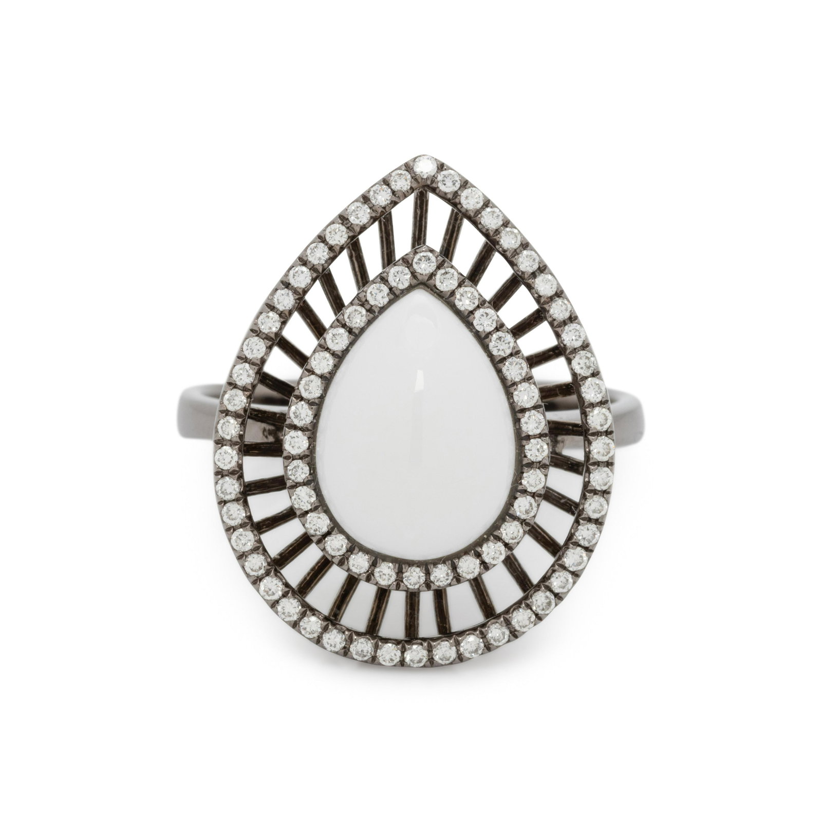 WHITE CHALCEDONY AND DIAMOND RING (1 of 2)